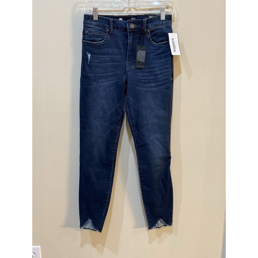 Kut from the Kloth high rise Donna skinny jeans Raw Hem‎ Size 0 - Picture 3 of 12